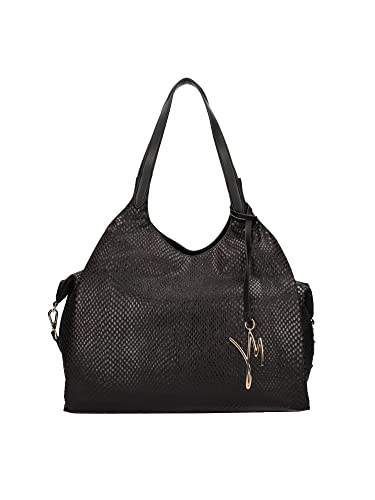 MANILA GRACE Bolso Tote Blosson negro efecto serpiente