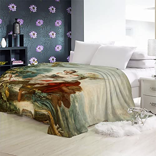 Manta Estampada Franela 3D, Suave Y Mullida Manta CáLida para Adultos Y NiñOs, para Cama, Sofá, Sala De Estar, Pintura Famosa Fragonard Alegría Madre E Hijo 150×200 cm