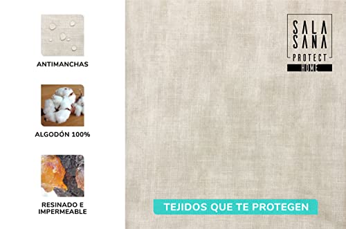 Mantel Antimanchas AUTODESINFECTANTE 150x150cm Beige | Mantel RESINADO Antimanchas | Mantel Mesa Cuadrada Tela | Mantel Tela Impermeable ALGODÓN 100% | EFICAZ contra Virus BACTERIAS y Hongos