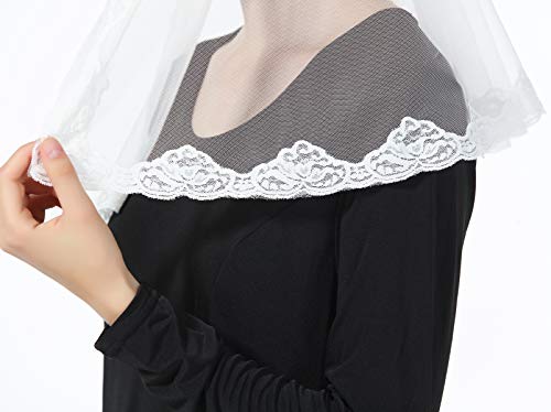 Mantilla De Encaje Española Mujer Capilla Velo Pañuelo de Iglesia Católica Bordado Chal Bufanda Negra Blanca V110