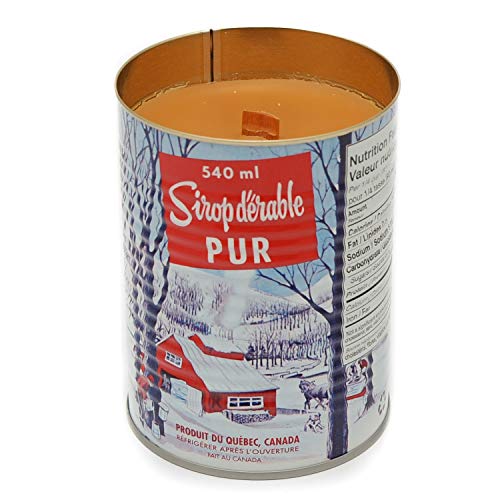 MapleFarm - Velas perfumadas con jarabe de arce en lata tradicional canadiense. Mecha de madera. Maple syrup canlde iconic can.