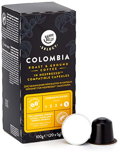 Marca Amazon - Happy Belly Select Café Molido Origin Nespresso - Colombia - 80 Cápsulas (4 Paquetes x 20)