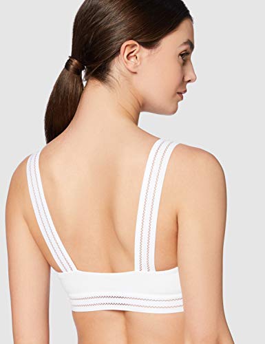 Marca Amazon - Iris & Lilly Bralette de Algodón Mujer, Blanco (Blanco), XL, Label: XL