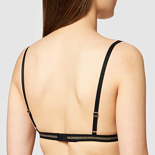 Marca Amazon - IRIS & LILLY Bralette de Encaje Mujer, Negro (Black Beauty), S, Label: S