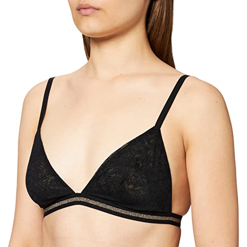 Marca Amazon - IRIS & LILLY Bralette de Encaje Mujer, Negro (Black Beauty), S, Label: S