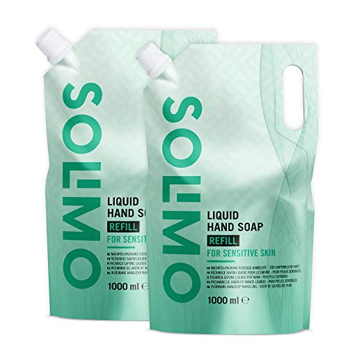 Marca Amazon - Solimo Recambio jabón de manos líquido hipoalergénico - Pack de 2 (1000ml x 2)