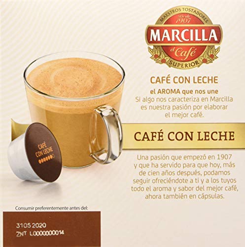 MARCILLA Café con Leche - cápsulas compatibles con las cafeteras Nescafé(R)* Dolce Gusto(R)* | 3 paquetes de 14 cápsulas - Total 42 cápsulas