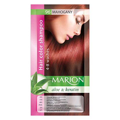 Marion. Champú de color para el cabello en bolsita, duración de 4 a 8 lavados, con áloe y queratina, color semipermanente