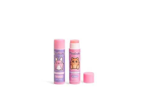 Martinelia - Kit de 2 bálsamos labiales infantiles sabor fresa y arándano, colección My Best Friends