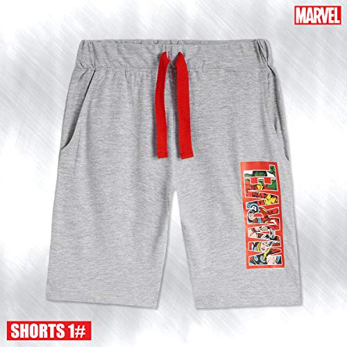 Marvel Pantalones Niños Cortos, Pack De Bermudas Verano con Los Vengadores Iron Man Capitán América Thor y Hulk, Regalos para Niños 3-14 años (Gris/Multi, 5-6 años)