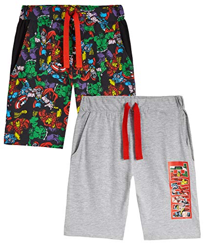 Marvel Pantalones Niños Cortos, Pack De Bermudas Verano con Los Vengadores Iron Man Capitán América Thor y Hulk, Regalos para Niños 3-14 años (Gris/Multi, 5-6 años)