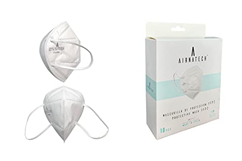 Mascarillas FFP2 Blanca pack de 10 unidades. Marcado CE0161 Homologadas - Normativa EN149: 2001+A1: 2009-5 Capas de 95% Filtración - Mascarilla ffp2 protección respiratoria