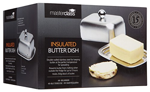 masterclass Kitchen Craft Insulated Butter Dish, Silver
