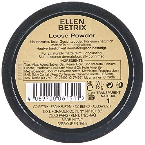 Max factor, ellen betrix loose, maqullaje, polvo natural 1 transparente, (1 x 15 g)