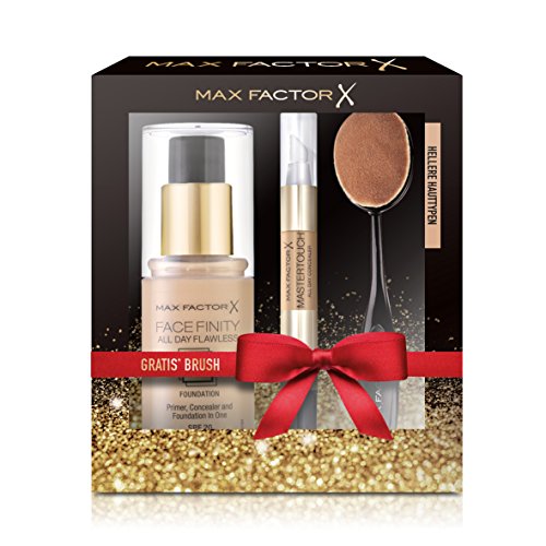 Max Factor Set de regalo (facefi nitiy All Day Flawless 3 en 1 Foundation, FB. 75, Master Touch Concealer, FB. 306, GRATIS Brush) Golden/Fair, 150 g)