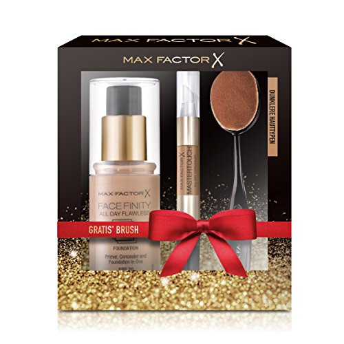 Max Factor Set de regalo (facefi nitiy All Day Flawless 3 en 1 Foundation, FB. 80, Master Touch Concealer, FB. 309, GRATIS Brush) Bronce/Beige, 150 g)