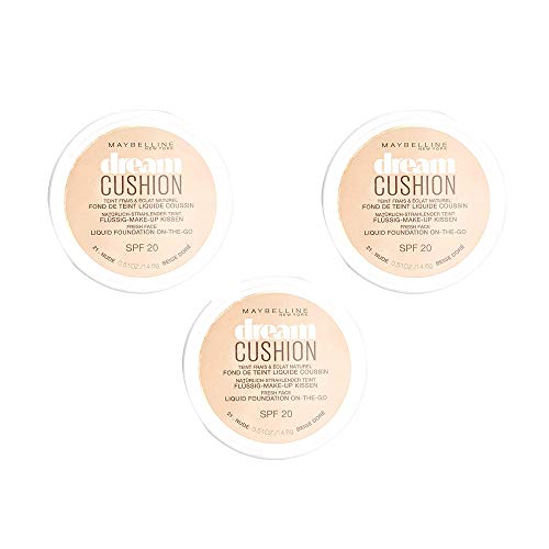 Maybelline New York Base de maquillaje dream cushion 21 beige dore, Juego de 3