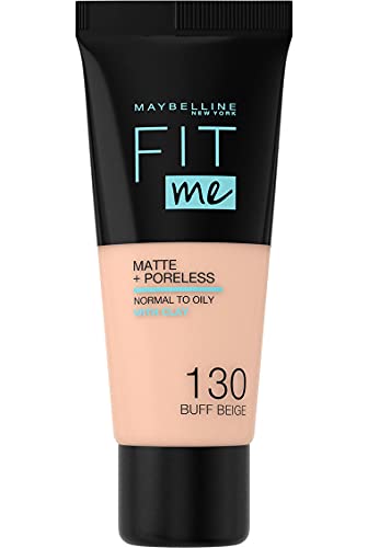 Maybelline New-York - Fond de Teint Fluide Fit Me Matte & Poreless - Peaux normales à grasses - teinte : 130 Buff Beige - 30 ml