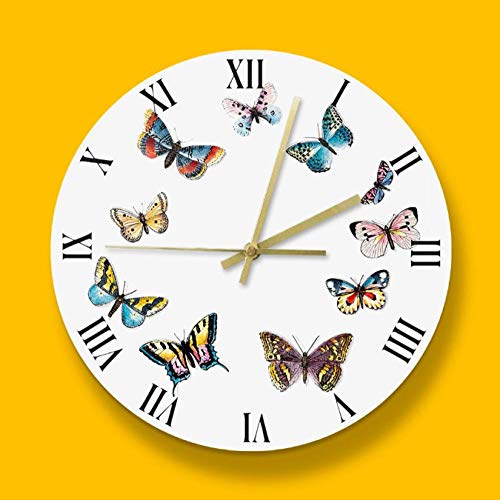 mazhant Lindas Mariposas Coloridas calcomanías artísticas diseño Moderno Reloj de Pared Slient Reloj números Romanos Dropshipping Producto Reloj de pared-30X30cm