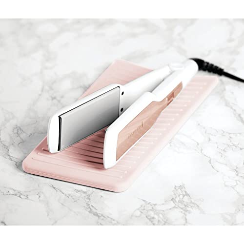 mDesign Protector de silicona para plancha del pelo o tenacillas – Práctico estuche de viaje o para aparatos calientes en el baño – Bolsa de silicona para proteger el lavabo – rosa claro