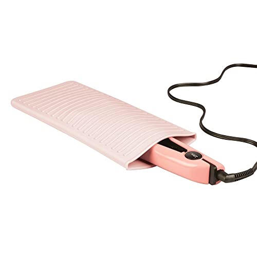 mDesign Protector de silicona para plancha del pelo o tenacillas – Práctico estuche de viaje o para aparatos calientes en el baño – Bolsa de silicona para proteger el lavabo – rosa claro