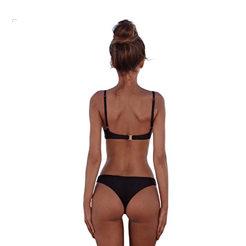 Meioro Conjuntos de Bikinis para Mujer Push Up Bikini Traje de baño de Tanga de Cintura Baja Trajes de baño Adecuado Viajes Playa La Natacion (XL, Negro)