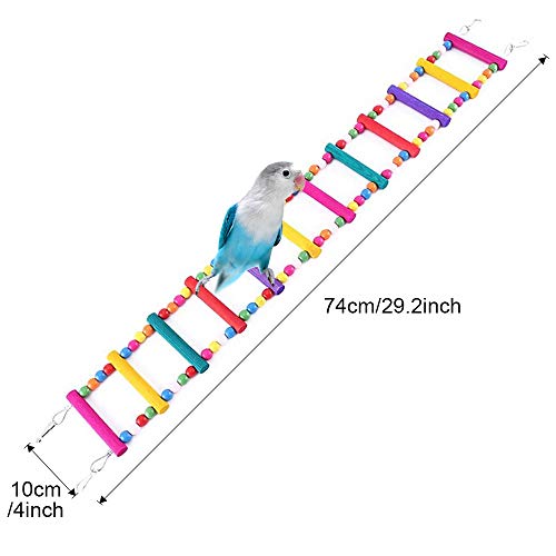 MEISO 74 x 10 cm juguetes para pájaros para loro escalera, columpio, entrenamiento arco iris puente para loros, periquitos africanos grises conures cacatúas, agapornis, ninfas.