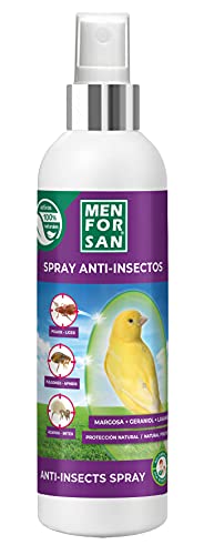 MENFORSAN Spray Anti-Insectos con Margosa, Geraniol y Lavandino para Aves, Protege a tu pájaro de Cualquier Insecto, 250ml