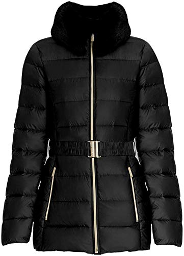 Michael Kors Abrigo abullonado ligero con cuello de piel sintética negro para mujer - negro - Large