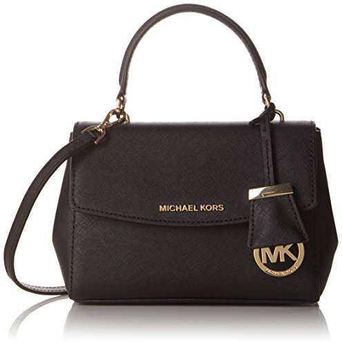 Michael Kors AVA X-Small Saffiano Crossbody, Bolso Bandolera para Mujer, Negro (Black), 14x7x20 cm (W x H x L)