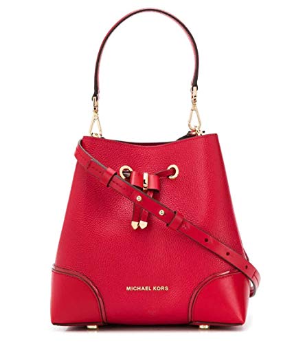 Michael Kors Mercer Gallery - Bolso de hombro de piel de vainilla/bellota para mujer, Rojo (Rojo), Large