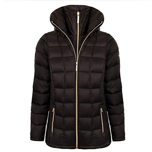 Michael Kors Women's Black Double Layer Hooded Down Packable Coat (S)