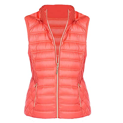 Michael Kors Women's Coral Peach Down Puffer Hooded Vest Jacket (M)