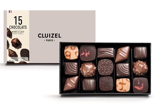 Michel Cluizel Caja de regalo 15 Bombones rellenos de chocolate amargo y leche - 1 x 165 Gramos