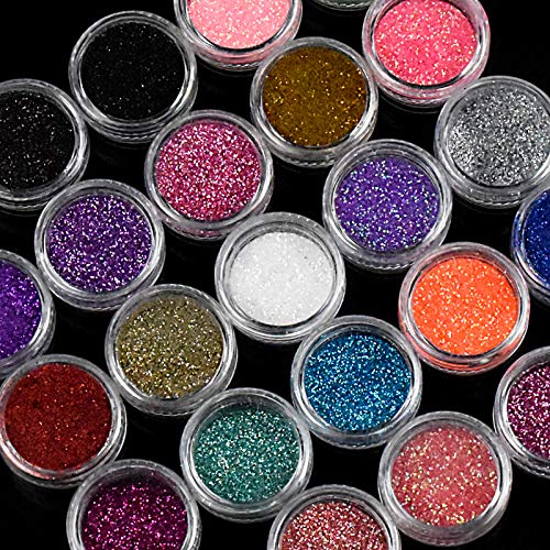 Mikihat 24 Colores Polvos para Uñas de Gel,Polvos Acrilicos para Uñas, Purpurina Multicolor Polvo Brillante, Uñas Brillante Decoración para Decoración de Uñas Cara Maquillaje Pelo Arte