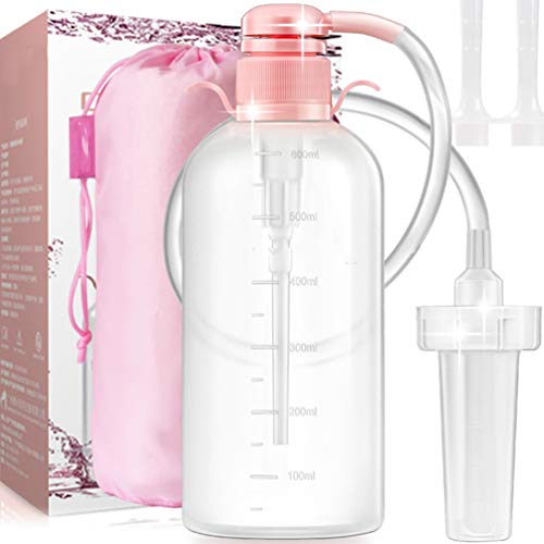 Milisten Sistema de Limpieza Vaginal Reutilizable con Escala Limpiador Vaginal Ducha Vaginal para Mujeres Suministros de Cuidado de Higiene Personal Partes Privadas Irrigador 600Ml