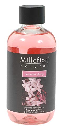 Millefiori Milano Jasmine Ylang Recarga de difusor, Vidrio, Rosa, 6,1 x 5,2 x 13,7 cm