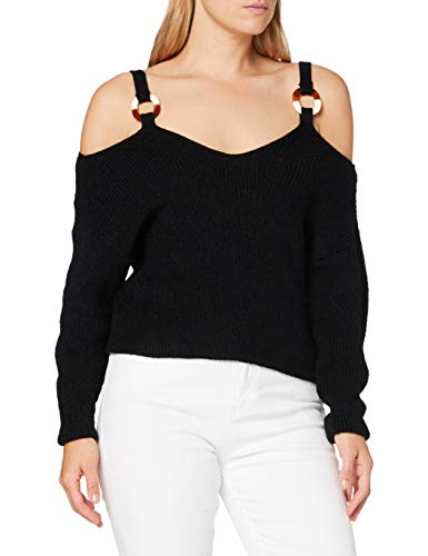 MISS SELFRIDGE Black O Ring Cold Shoulder Jumper Suéter, Negro, 0 para Mujer