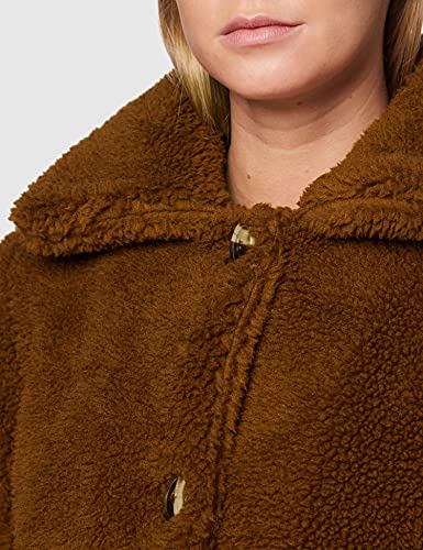 MISS SELFRIDGE Choc Button Teddy Coat Abrigo, (Brown), (Talla del Fabricante: Large) para Mujer