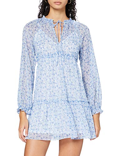 Miss Selfridge Petite Petite Blue Chiffon Smock Dress Vestido Informal, Azul, 8 para Mujer