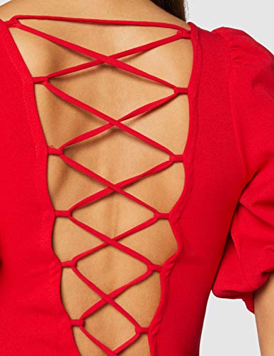 MISS SELFRIDGE Red Lattice Back Top Blusas, Rojo, 12 para Mujer