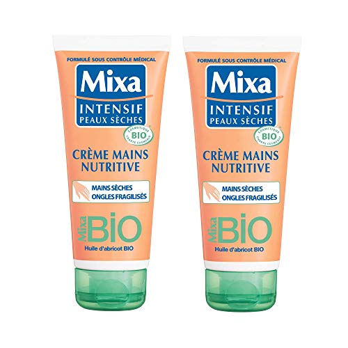 MIXA Bio avanzado piel seca crema – crema manos NUTRITIVE manos secas/uñas fragilisés con aceite de albaricoque (Bio – 100 ml – juego de 2