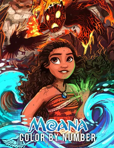 Moana Color by Number: Princess Animation Illustration Color Number Book For Kids Adults, 8.5"x11" With Color Chart in Back Side, Easy to Color
