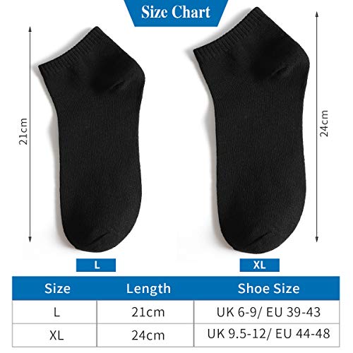 MOCOCITO 6/8/12 Pares Calcetines Cortos Hombre & Mujer | Calcetines Deporte | Calcetines Mujer Divertidos | Calcetines Invisibles Mujer | Talla:35-48 (8 Pares Negro, XL, numeric_43)