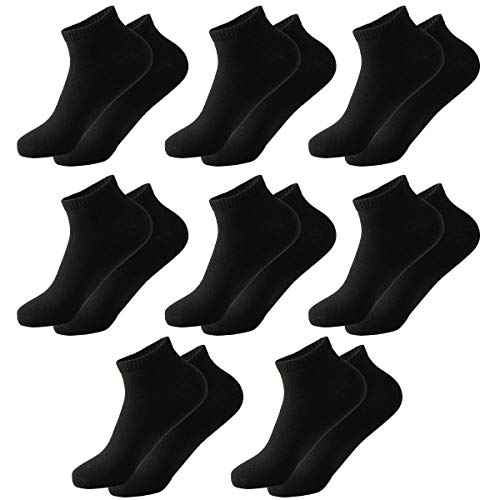 MOCOCITO 6/8/12 Pares Calcetines Cortos Hombre & Mujer | Calcetines Deporte | Calcetines Mujer Divertidos | Calcetines Invisibles Mujer | Talla:35-48 (8 Pares Negro, XL, numeric_43)