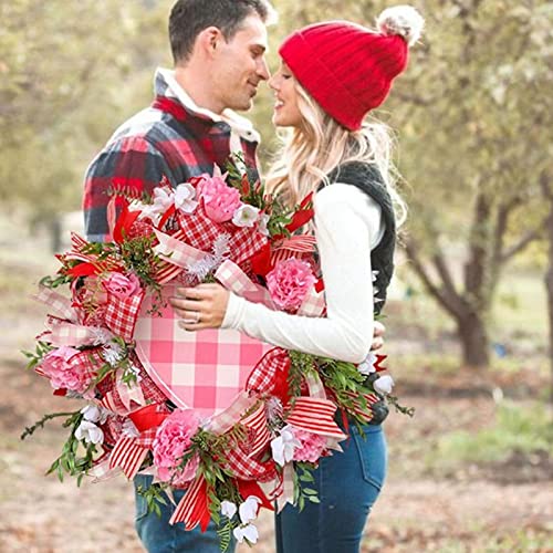 Molare Guirnalda de San Valentín - Guirnalda de Malla de San Valentín con corazón, decoración acrílica de San Valentín para Amantes, Adorno de San Valentín para Bodas, Aniversario, decoración