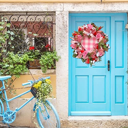 Molare Guirnalda de San Valentín - Guirnalda de Malla de San Valentín con corazón, decoración acrílica de San Valentín para Amantes, Adorno de San Valentín para Bodas, Aniversario, decoración