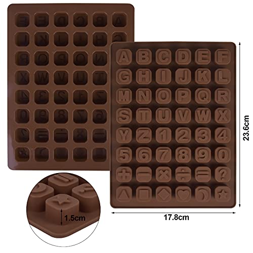 Moldes de Chocolate de Silicona, Marrón Molde de Silicona con Letra Inglesa Antiadherente, Moldes de Silicona para Caramelos y Chocolates para Hacer Chocolate, Pasteles, Gelatinas