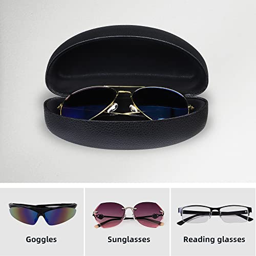 Molshine Funda rígida para gafas, funda clásica extra grande para gafas de sol y gafas, Negro, L