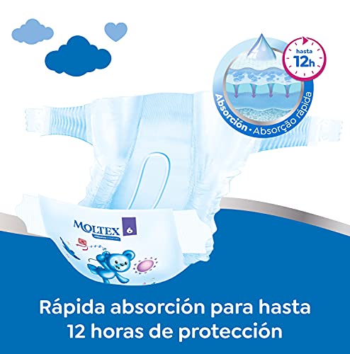 Moltex Premium Comfort Pañales Talla 6 (17-28 Kg) - 120 Pañales (4 Bolsas de 30 Unds)